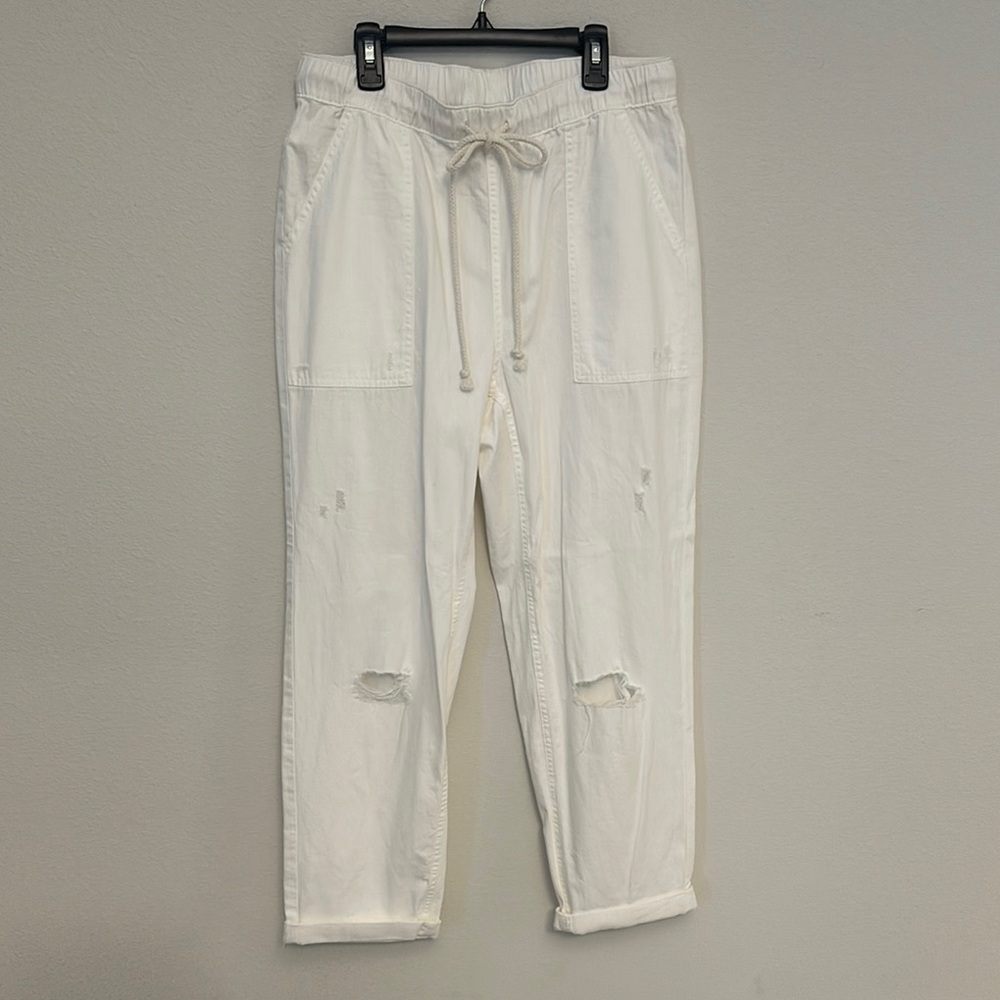 Aerie White Track Pants with Relaxed Fit and Drawstring Waist